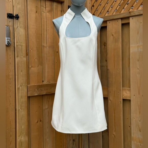 🆕 CULT GAIA 🧿 NWOT Akaia White Linen-Blend Mini Dress, Sz US 10 - Picture 2 of 14